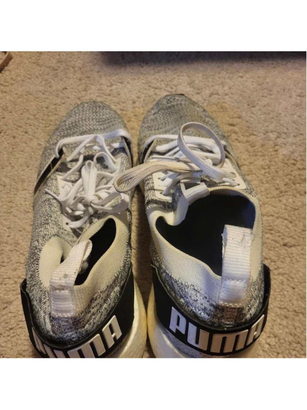 Men-Puma NRGY Neko Knit Black White Shoes Sneaker size 10.5